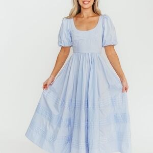 Worth Collective Milana Puffed Sleeve Cotton Midi Dress